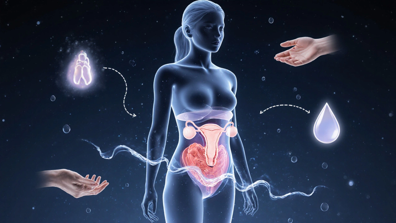 Transparentní silueta ženy ukazuje vnitřní hojení po porodu.