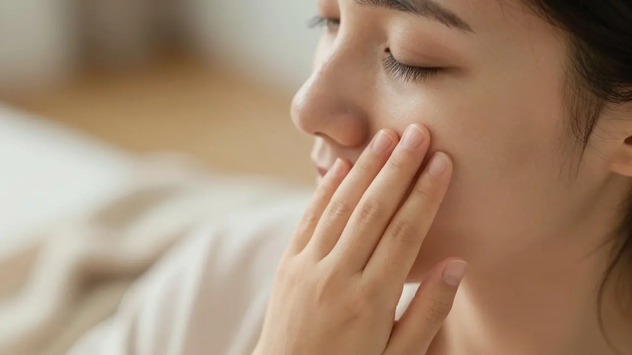 Dítě se dotýká tváře rodiče, symbolizující vzájemnou vazbu a lásku.