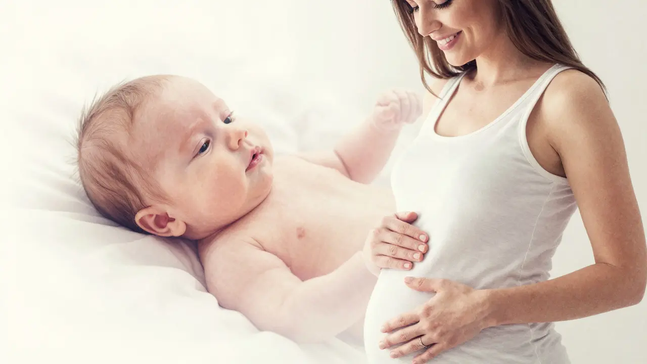 Dospělá žena si vzpomíná na masáž v dětství, kdy je její dětská verze hladěna.