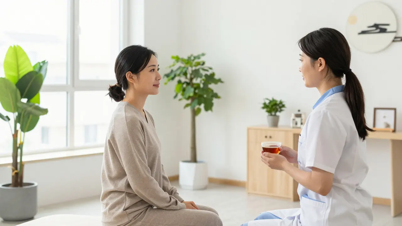 Konzultace s terapeutem v klidné wellness ordinaci